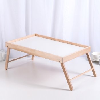 Деревянный столик для завтрака в постель (белый, 50 х 33 х 22 см)