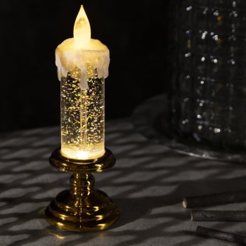 Светодиодная фигура "Золотая свеча" с блёстками (20 х 7 х 7 см)