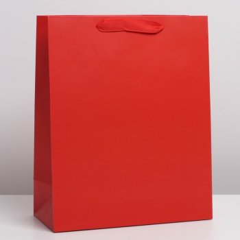 Подарочный пакет красного цвета (40 х 31 х 14 см)
