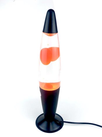 Лава лампа с воском оранжевого цвета с чёрным основанием (40 см)