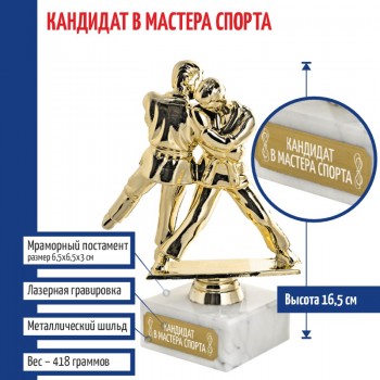 Статуэтка Дзюдо "Кандидат в мастера спорта" на мраморном постаменте (16,5 см)
