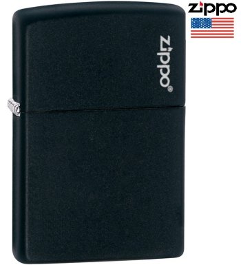 Зажигалка классика Zippo 218ZL Черная матовая с логотипом