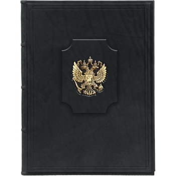 Папка "Герб России" из натуральной кожи с латунным орлом (А4)