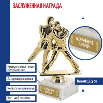 Статуэтка Дзюдо "Заслуженная награда" на мраморном постаменте (16,5 см)