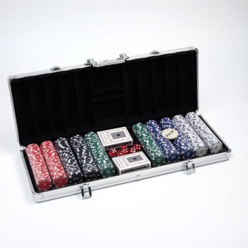 Набор для покера в кейсе, 500 фишек с номиналом (55 х 20 х 7 см)