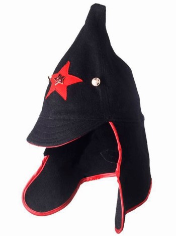 Будёновка из сукна чёрного цвета, 100% шерсть