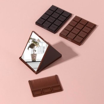 Складное зеркальце "Шоколад" с расчёской (8,5х6х1 см)