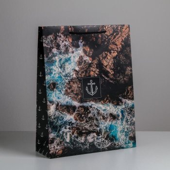 Подарочный пакет "Море и якорь" (40 х 31 х 11,5 см)