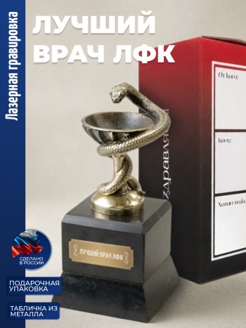Кубок Врачу "Лучший врач ЛФК" бронза, змеевик