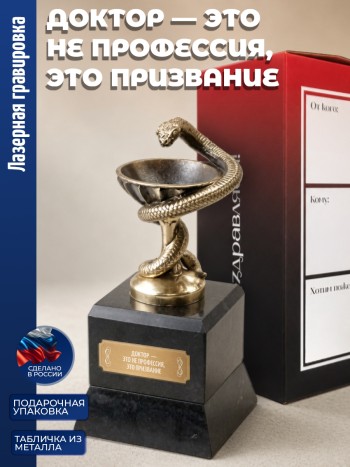Кубок Врачу "доктор — это не профессия, это призвание" (бронза, змеевик)