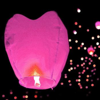 Летающий бумажный фонарик "Сердце" розового цвета (90 х 86 см)