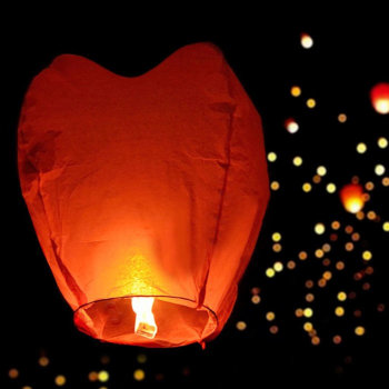 Летающий бумажный фонарик "Сердце" красного цвета (90 х 86 см)