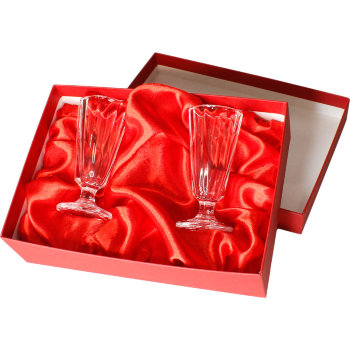 Красный подарочный футляр для двух рюмок с ложементом (22,5 х 16,5 х 6,5 см)