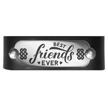 Кожаный браслет "Лучшие друзья навеки" со стальной накладкой (длина 21,5 см)