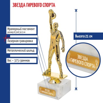 Статуэтка Гиревик "Звезда гиревого спорта" (21 см)