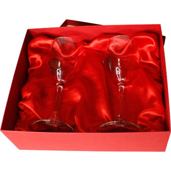 Красный подарочный футляр для двух бокалов с ложементом (30,5 х 25,5 х 10,5 см)
