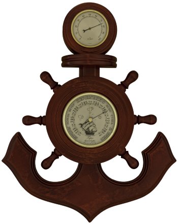 Настенный барометр с гигрометром "Якорь с кораблем" 52 см (Россия)