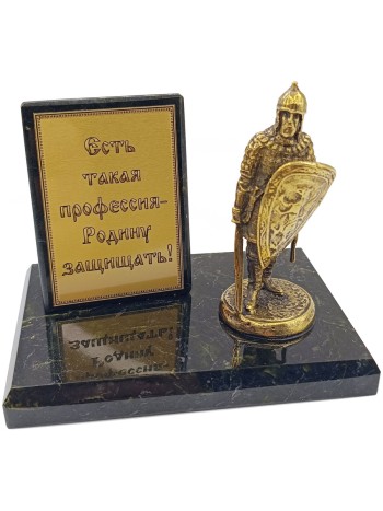 Статуэтка "Витязь", бронза, змеевик
