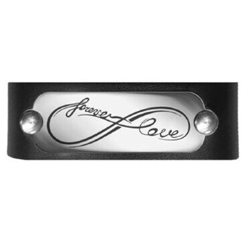 Кожаный браслет "Любовь навсегда" со стальной накладкой (длина 21,5 см)