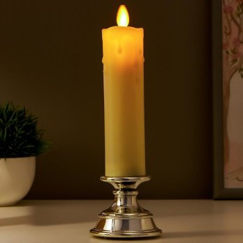 Светодиодная свеча "Серебро" (21 см, эффект колебания пламени)
