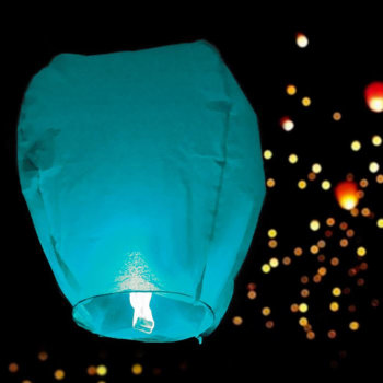 Летающий бумажный фонарик "Купол" голубого цвета (93 х 50 см)
