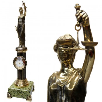 Настольные часы "Фемида" из бронзы и змеевика
