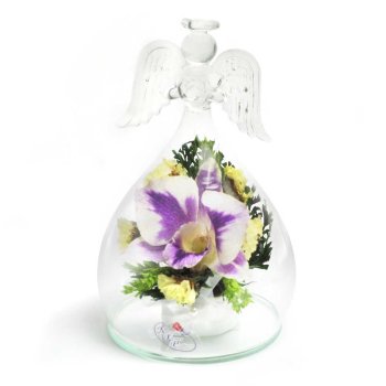 Орхидея в стекле (колба в виде ангела, 13 х 8 х 8 см)