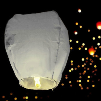 Летающий бумажный фонарик "Купол" белого цвета (93 х 50 см)
