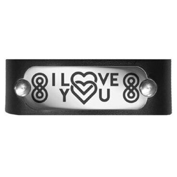Кожаный браслет "Я люблю тебя" со стальной накладкой (длина 21,5 см)
