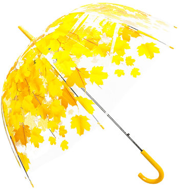 Зонт-трость "Жёлтые листья" с прозрачным куполом (купол 80 см)