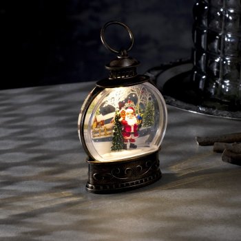 Новогоднее украшение "Дед Мороз и ёлка" с подсветкой (13 х 9 х 3,5 см)