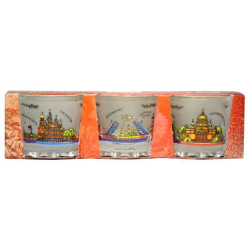Стеклянные стопки "Санкт-Петербург" (три штуки, цветное изображение)