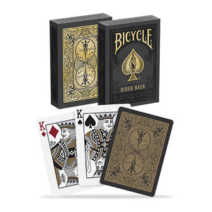 Игральные карты "Bicycle Rider Back Black & Gold" (USPCC, США, 54 карты)