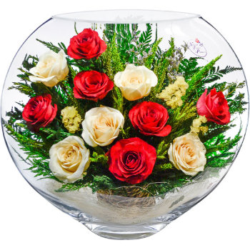 Розы в стекле ELR5c-03 (27*31*14 см)