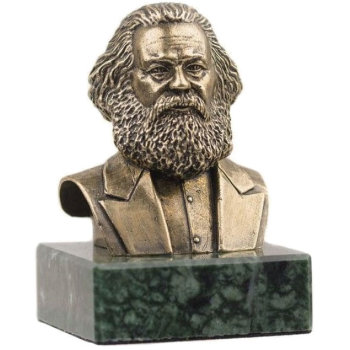 Бюст Карла Маркса из бронзы и змеевика (7 х 5 х 4,5 см)