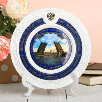 Сувенирная тарелка "Дворцовый мост" (20 см) / Санкт-Петербург