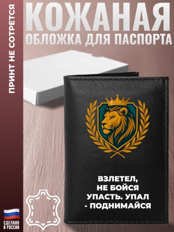 Обложка на паспорт "Взлетел, не бойся упасть. Упал - поднимайся"