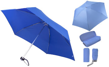 Складной зонт синего цвета в чехле (купол 90 см, механика)
