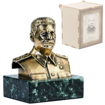 Бюст Сталина из бронзы и змеевика (7 х 5 х 4,5 см)