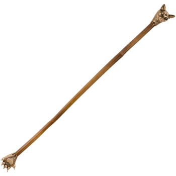 Чесалка "Кот" из бронзы и бамбука (53 см)