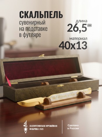 Сувенирный скальпель на подставке в футляре (Златоуст)