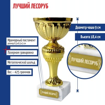 Статуэтка Кубок "Лучший лесоруб" на мраморном постаменте (18,4 см)