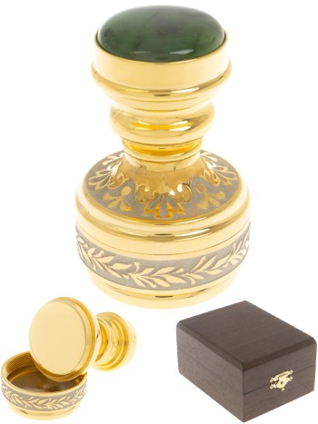 Оснастка для печати из латуни с позолотой и вставкой из нефрита в футляре