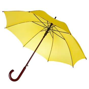 Зонт-трость жёлтого цвета с деревянной ручкой (купол 100 см)