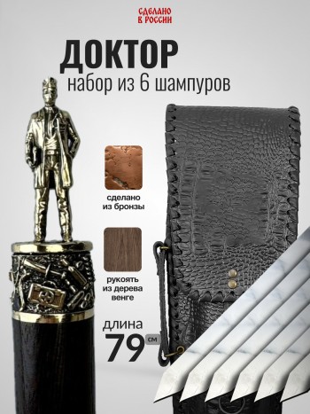 Набор из 6 шампуров "Доктор" в колчане, венге, бронза