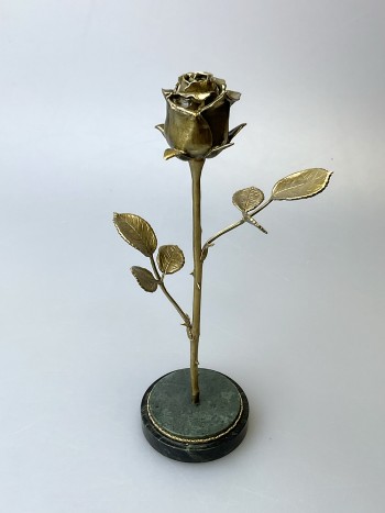 Статуэтка "Роза", бронза, змеевик (29 см)