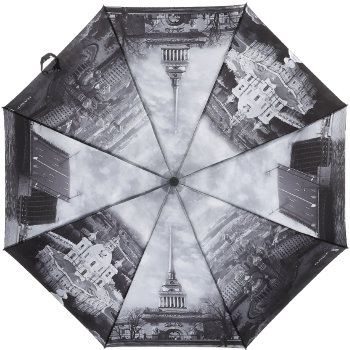 Складной зонт "Петербург с высоты в серых тонах" (автомат)