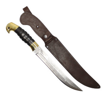 Казачий пластунский нож из дамасской стали с рукоятью шашечного типа (41 см)