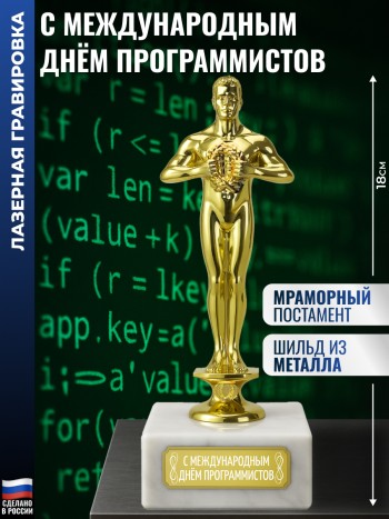 Награда "С международным днём программистов" (18 см)